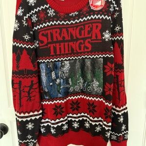 Netflix Stranger Things Red and Black Crewneck Sweater